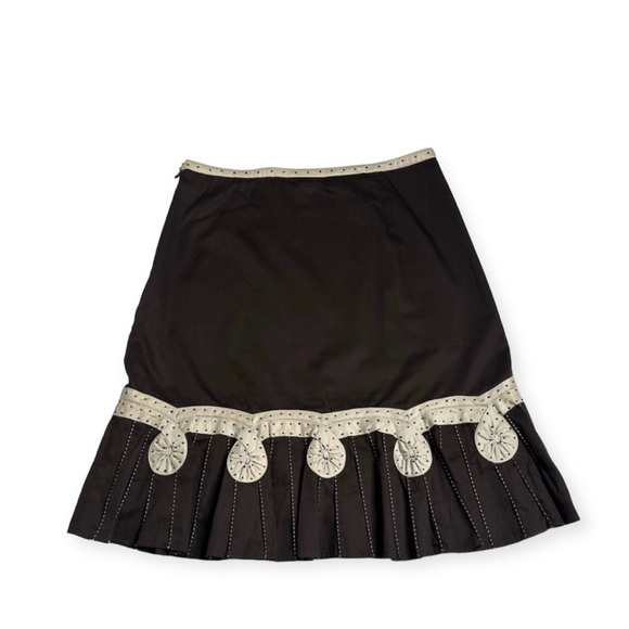 ODILLE, Anthropologie Ruffle Pleated A-Line Full Midi Knee Length Skirt, Size 10 - Picture 3 of 14